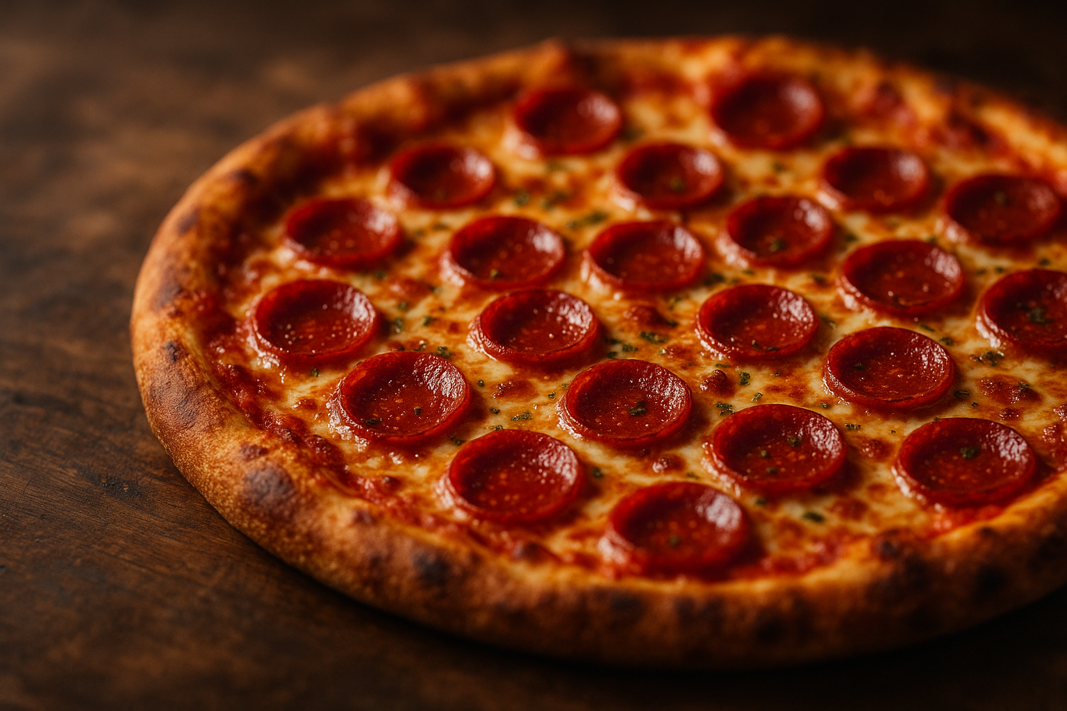 Fresh hot pepperoni pizza from Shakespeare Pizza
